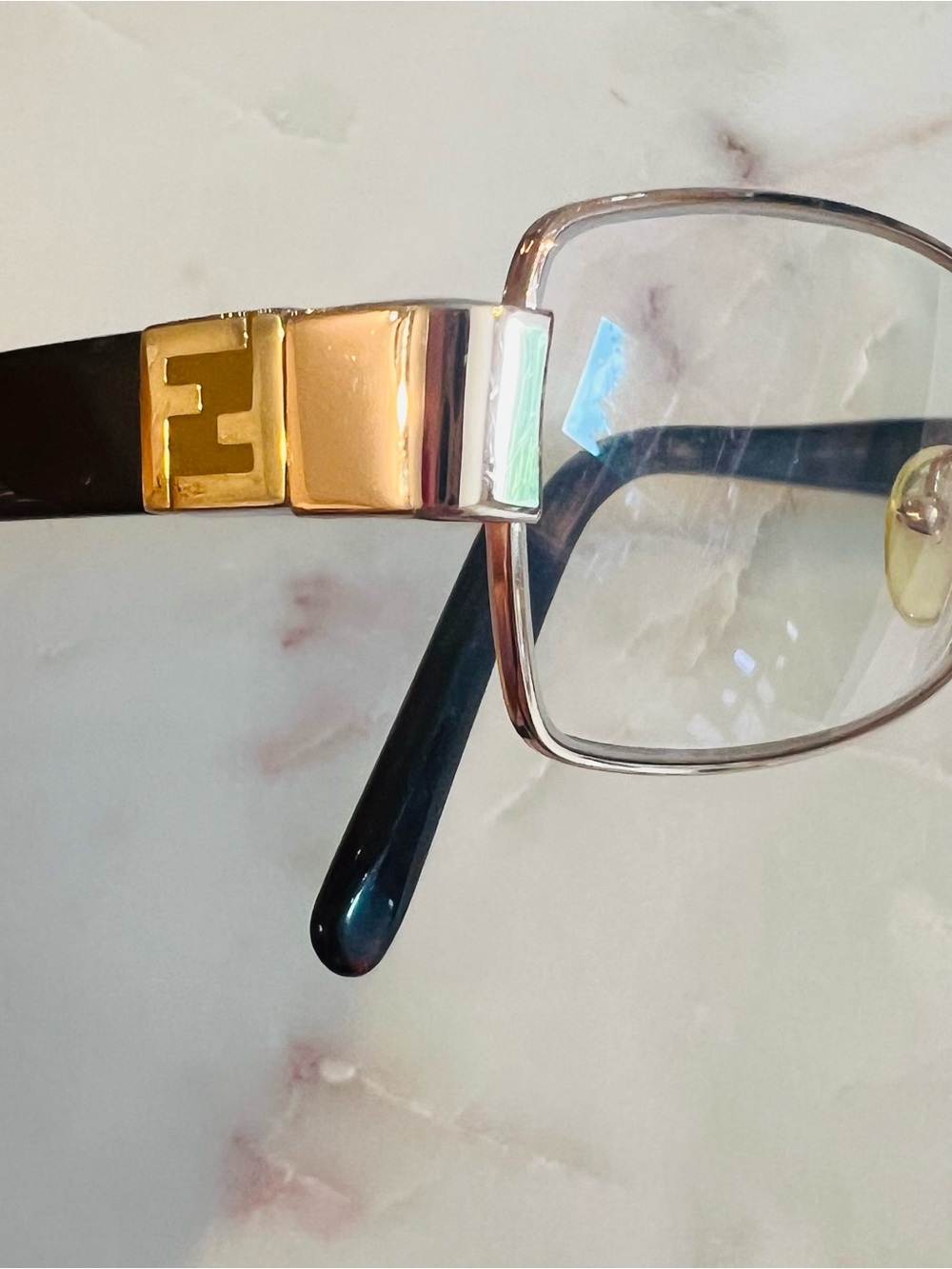 Fendi F997 Vintage Tortoise Shell and Gold Square Women's Glasses 52-17-135